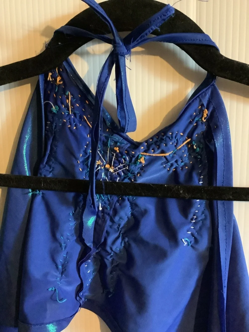 Hand made kids Royal Blue Beaded Halter Dress